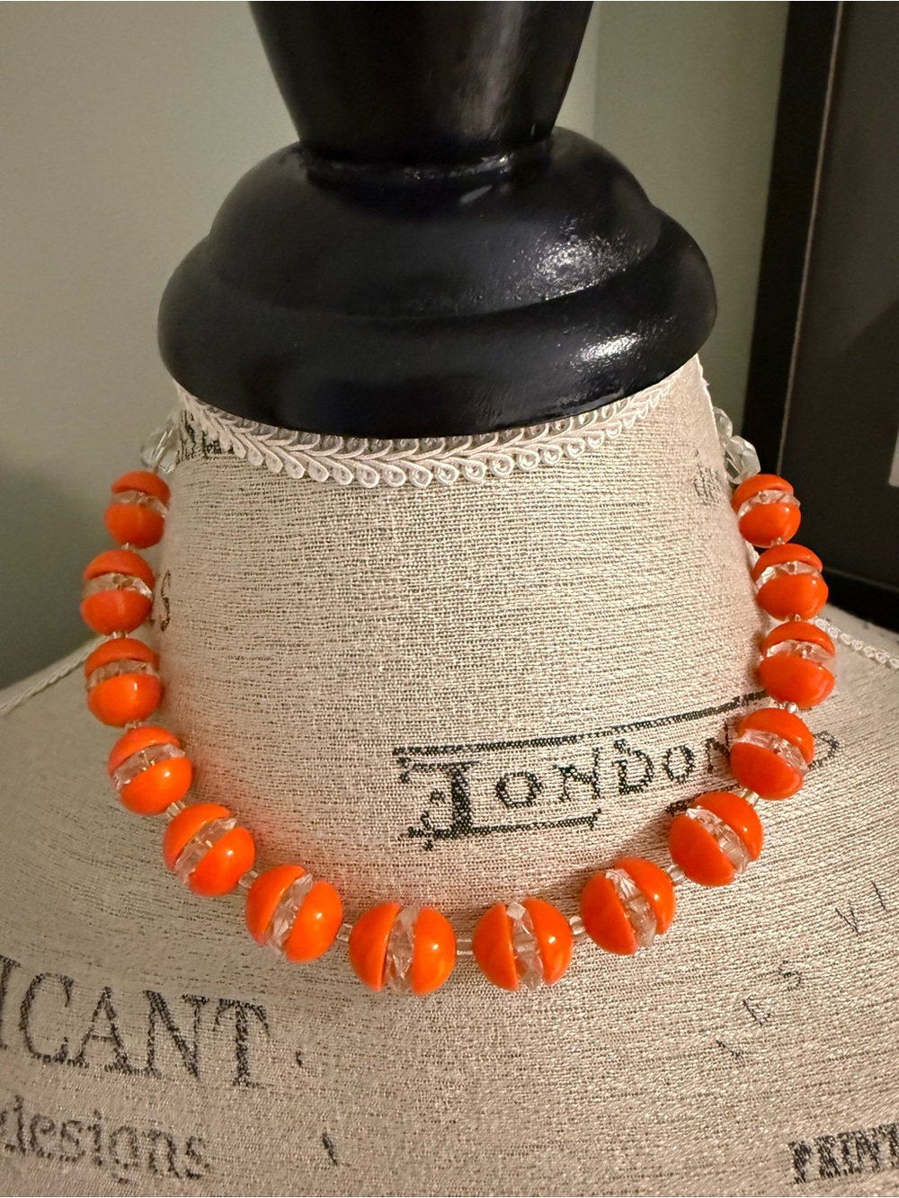Vintage Playful  Orange Statement Beaded Necklace